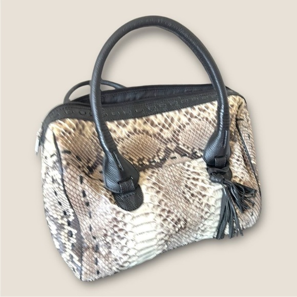 Python leather handbag black leather handles NWT - Picture 10 of 10